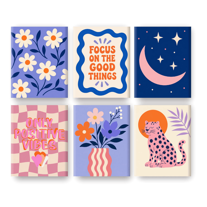 6 Mini-Gemälde | Positive-Vibes-Set