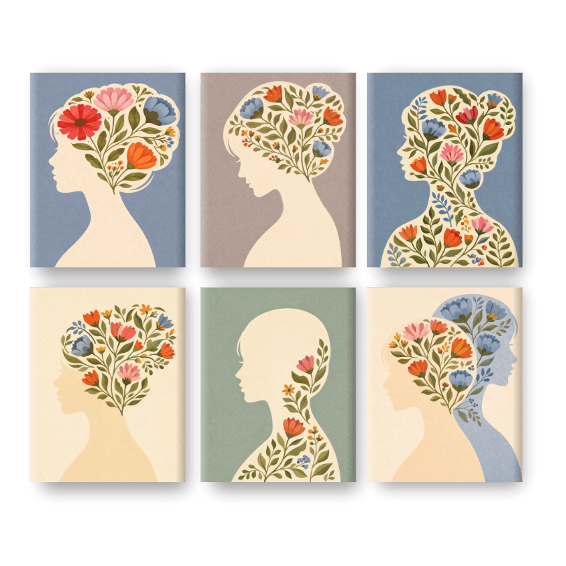 6 Mini-Gemälde | Blumen Mind Set