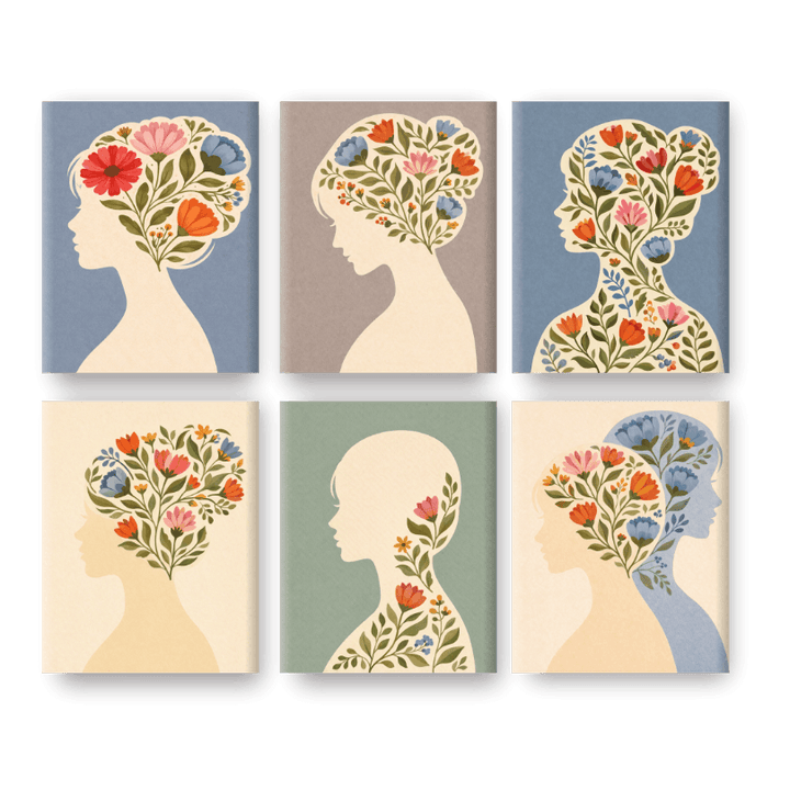 6 Mini-Gemälde | Blumen Mind Set