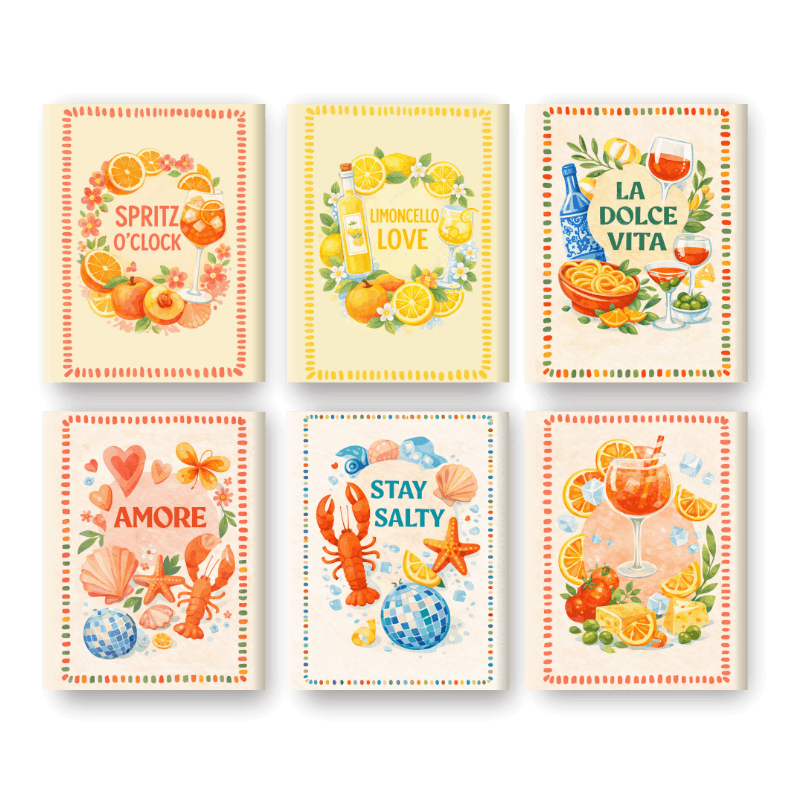 6 Mini-Gemälde | Limoncello & Aperol Set