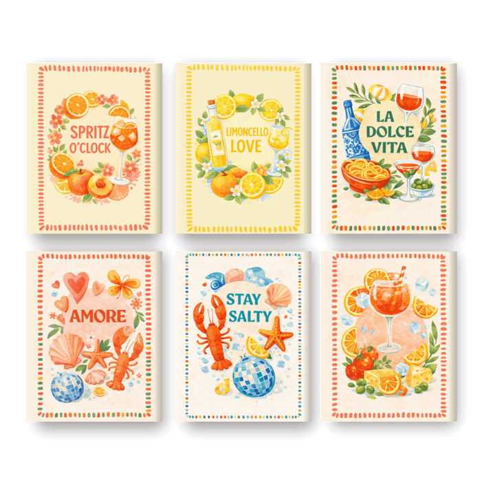 6 Mini-Gemälde | Limoncello & Aperol Set