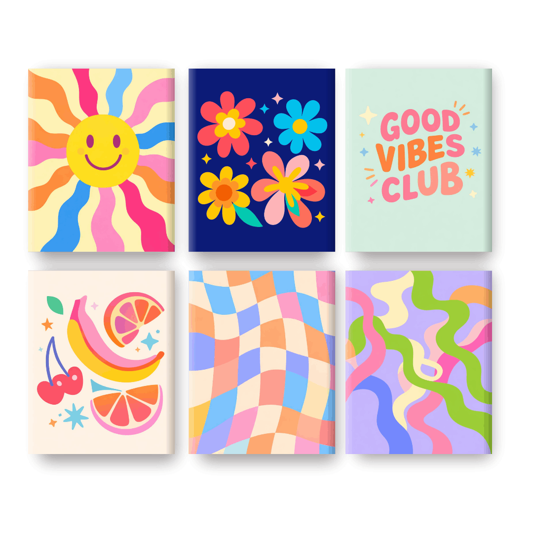 6 Mini-Gemälde | Smiley Sonnenschein Set