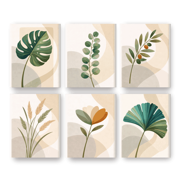 6 Mini-Gemälde | Botanisches Set