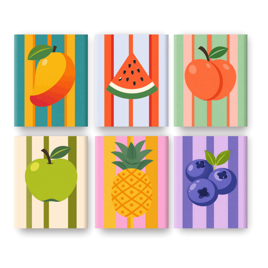 6 Mini-Gemälde | Wunderschöne Früchte Set