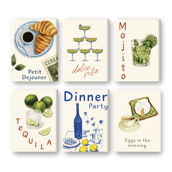 Malen nach Zahlen – 6 Mini-Gemälde | Food & Drinks-Set