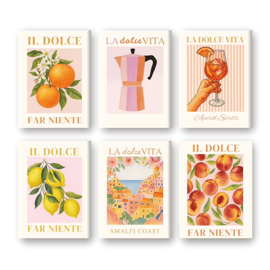 Malen nach Zahlen – 6 Mini-Gemälde | Italienische ''Dolce Vita'' Set