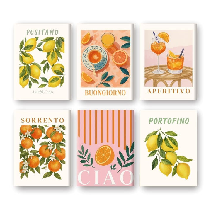 Malen nach Zahlen – 6 Mini-Gemälde | Italienisches Obst- und Getränke-Set