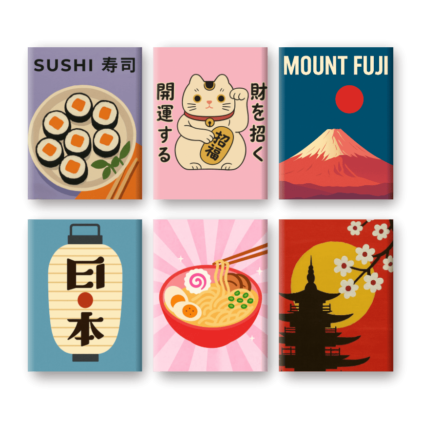 Malen nach Zahlen – 6 Mini-Gemälde | Japan-Set