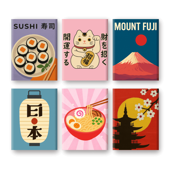 Malen nach Zahlen – 6 Mini-Gemälde | Japan-Set