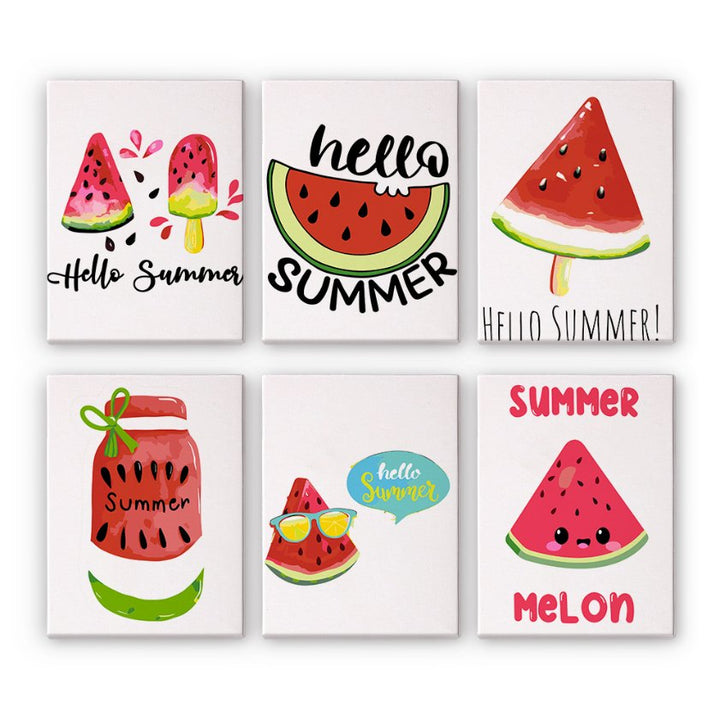 Malen nach Zahlen – 6 Mini-Gemälde | Summer Melon Set