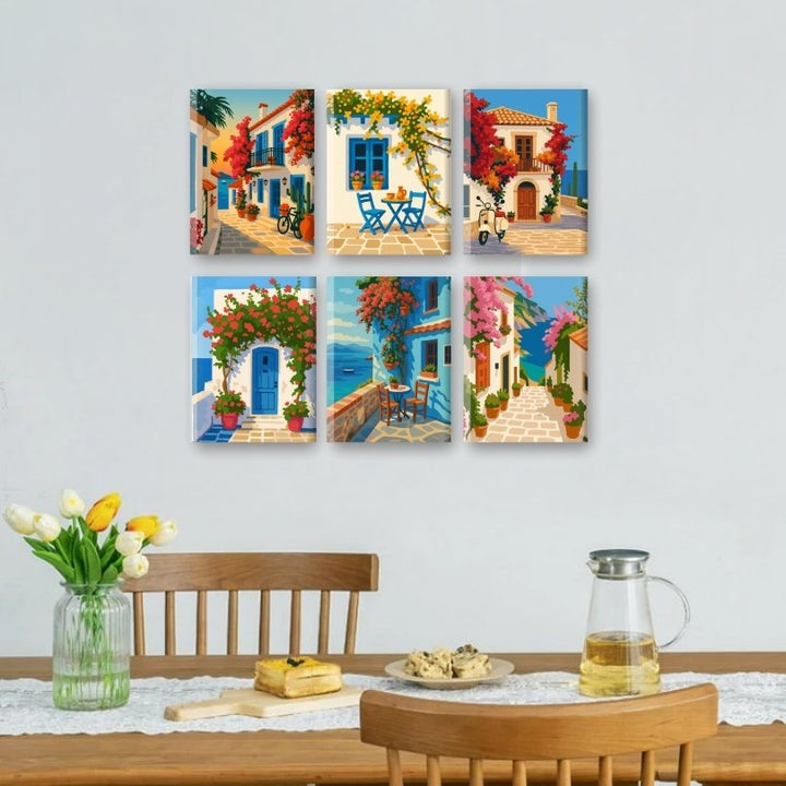 6 Mini-Gemälde | Mediterranes Set