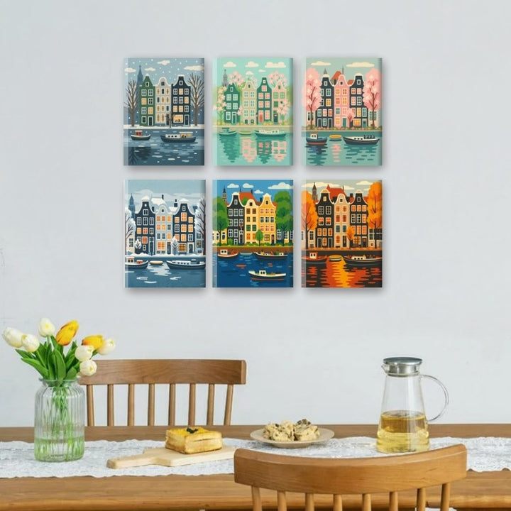 6 Mini-Gemälde |  4 Jahreszeiten Amsterdam Set