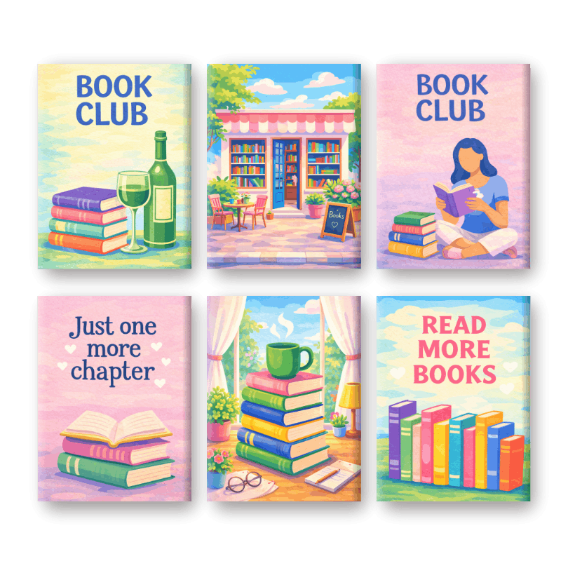 6 Mini-Gemälde | Buchclub Set