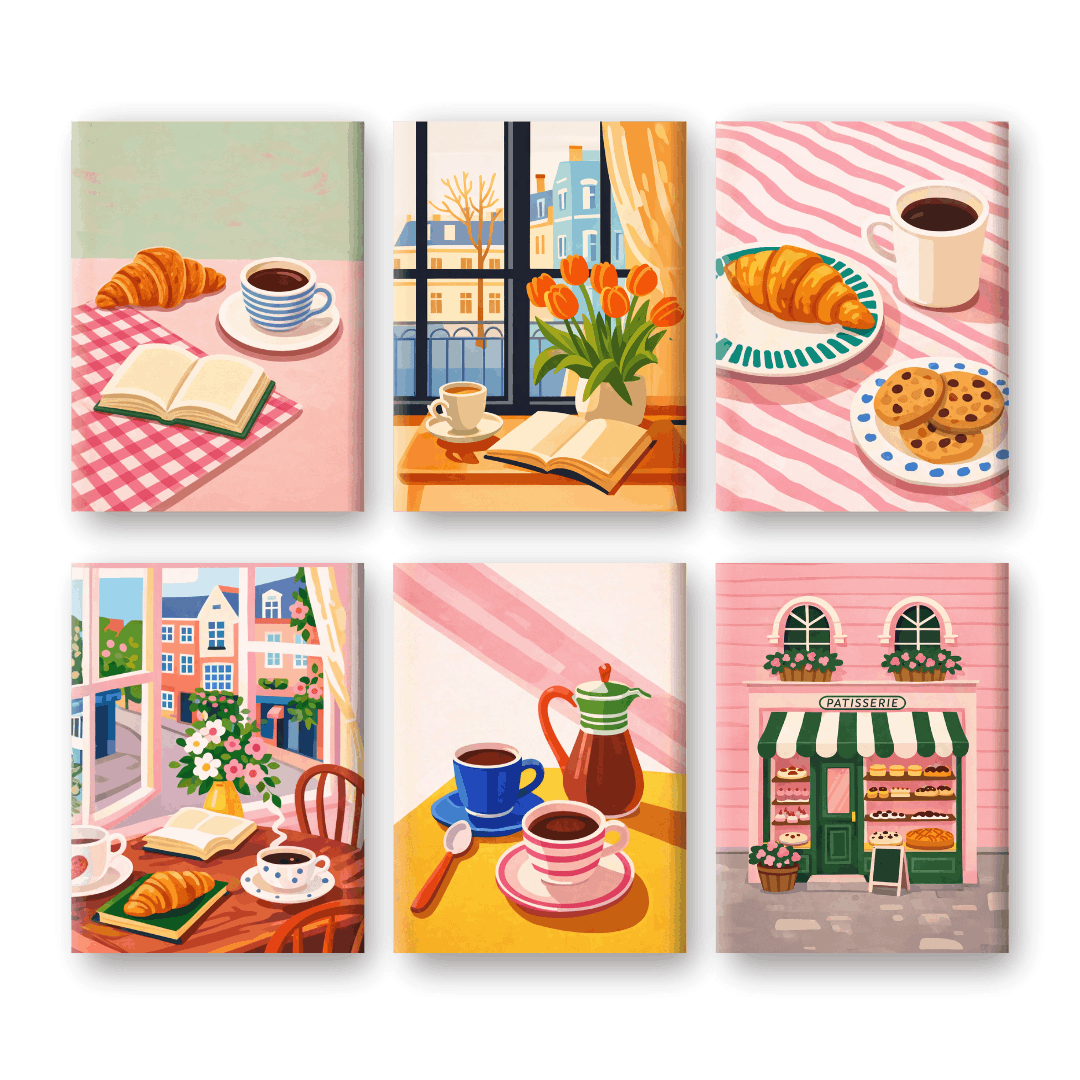 6 Mini-Gemälde | Kaffee Momente Set