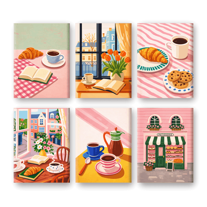 6 Mini-Gemälde | Kaffee Momente Set