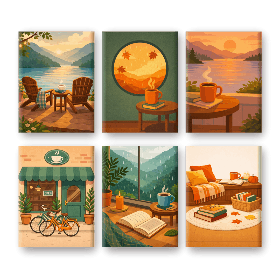 6 Mini-Gemälde | Kaffeemomente Set