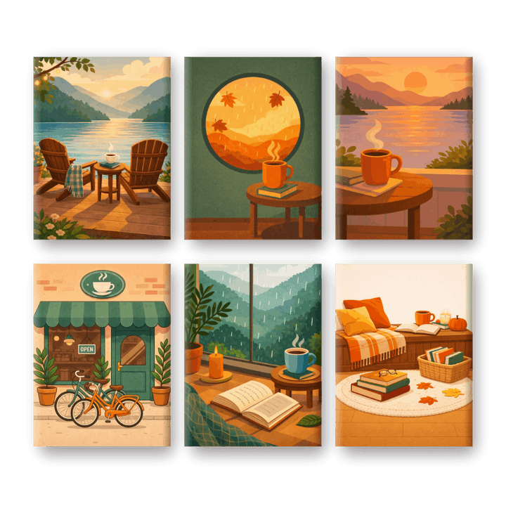 6 Mini-Gemälde | Kaffeemomente Set