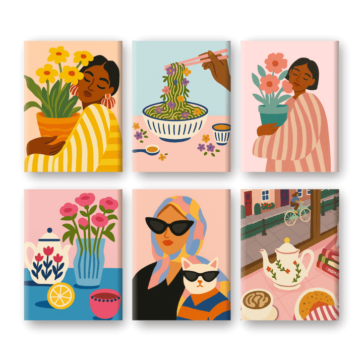 6 Mini-Gemälde | Farbenfrohes Lifestyle Set