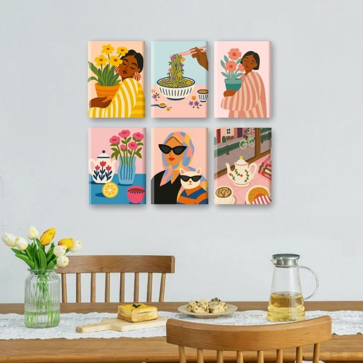 6 Mini-Gemälde | Farbenfrohes Lifestyle Set