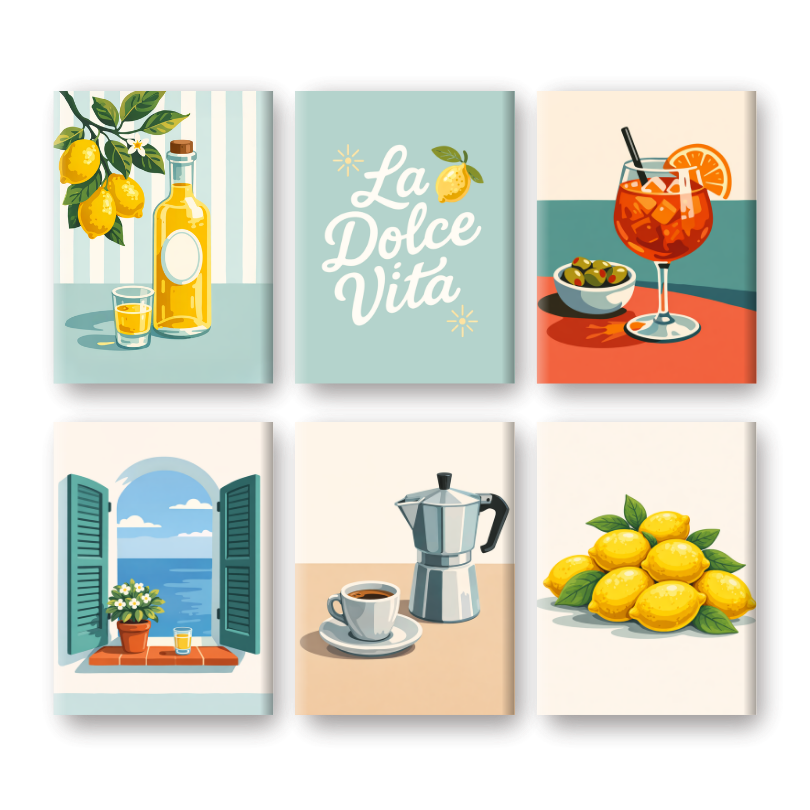 6 Mini-Gemälde | Dolce Vita Set