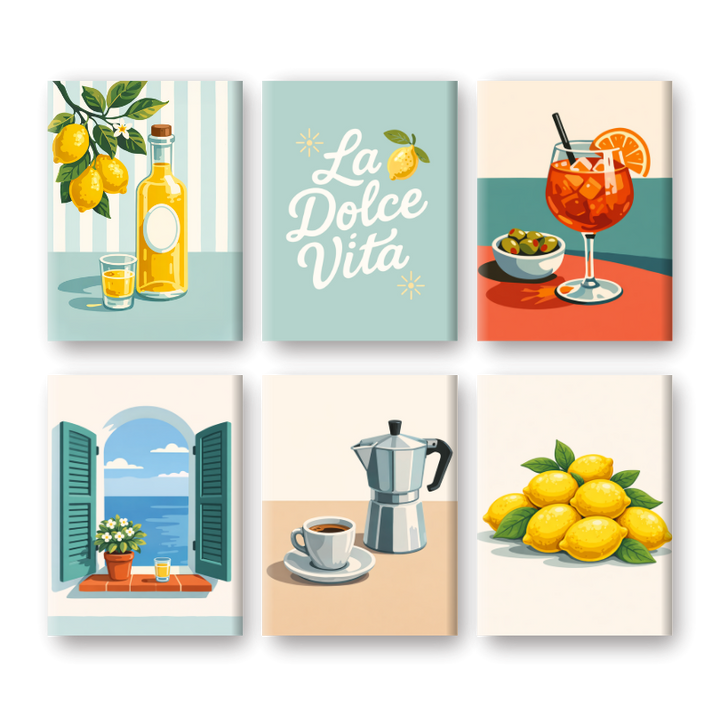 6 Mini-Gemälde | Dolce Vita Set