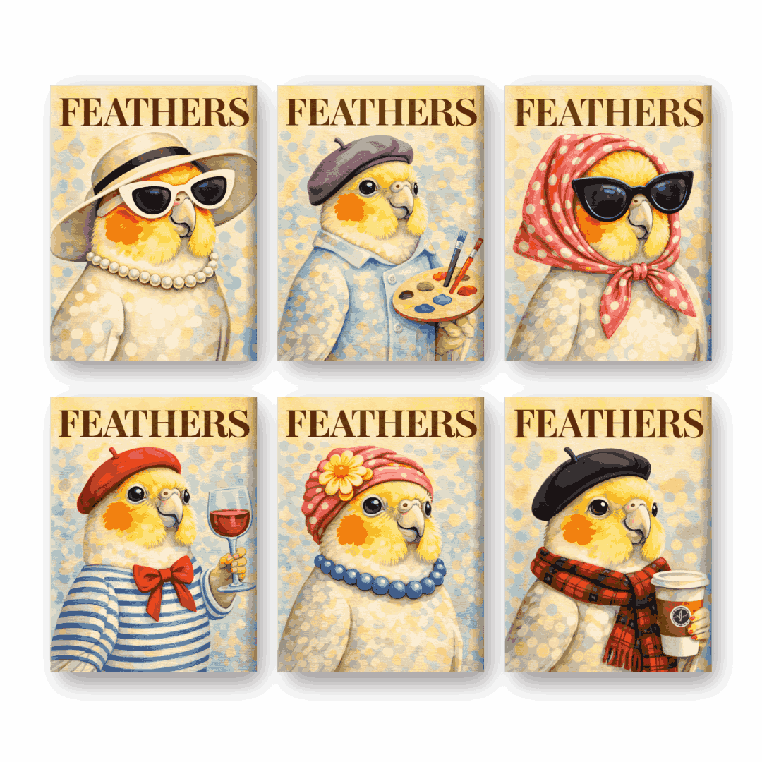 6 Mini-Gemälde | Feathers Set