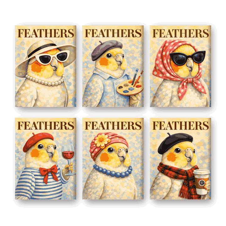 6 Mini-Gemälde | Feathers Set