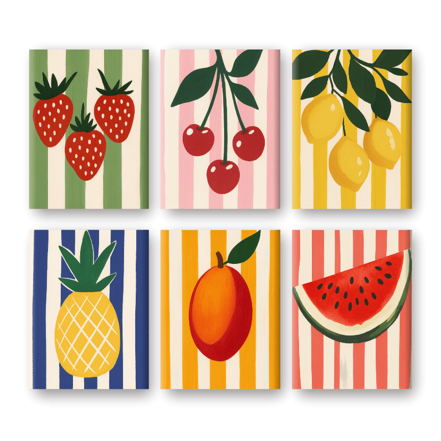 Malen nach Zahlen – 6 Mini-Gemälde | Obst-Set