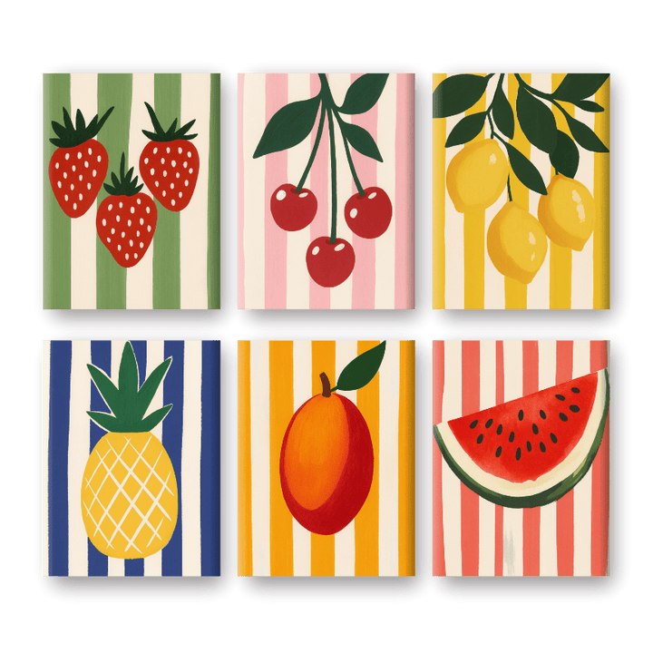 Malen nach Zahlen – 6 Mini-Gemälde | Obst-Set