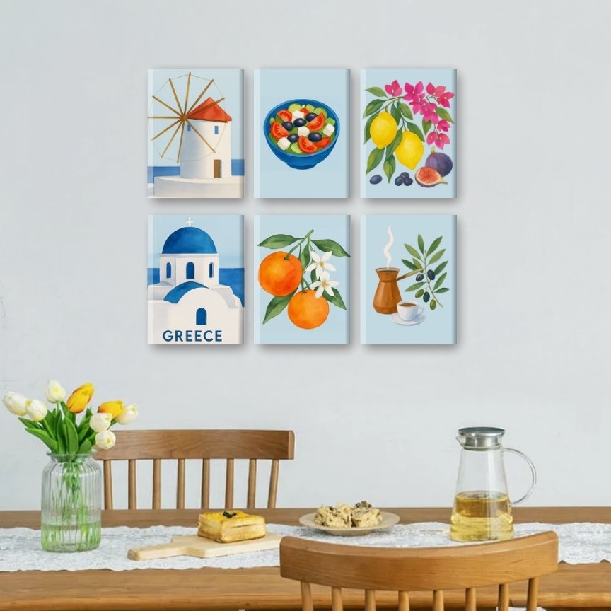 Malen nach Zahlen – 6 Mini-Gemälde | Griechischer Sommer Set