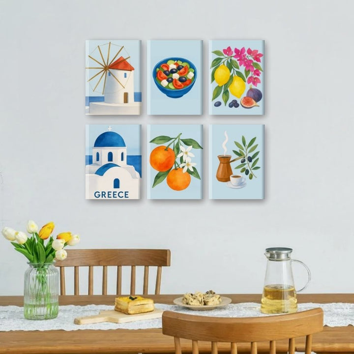 Malen nach Zahlen – 6 Mini-Gemälde | Griechischer Sommer Set