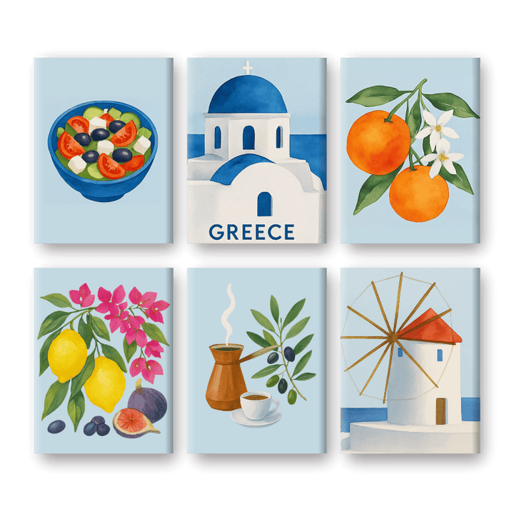 Malen nach Zahlen – 6 Mini-Gemälde | Griechischer Sommer Set