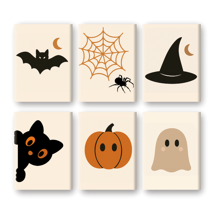 Malen nach Zahlen – 6 Mini-Gemälde | Halloween-Set
