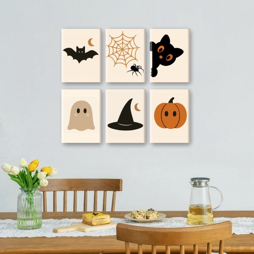 Malen nach Zahlen – 6 Mini-Gemälde | Halloween-Set