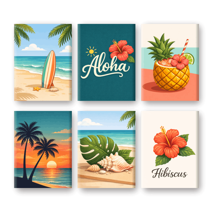 6 Mini-Gemälde | Hawaiianisches Aloha Set