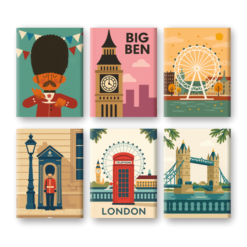Malen nach Zahlen – 6 Mini-Gemälde | London-Set