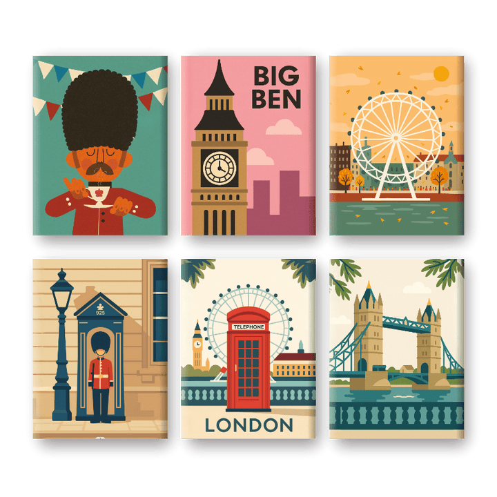 Malen nach Zahlen – 6 Mini-Gemälde | London-Set