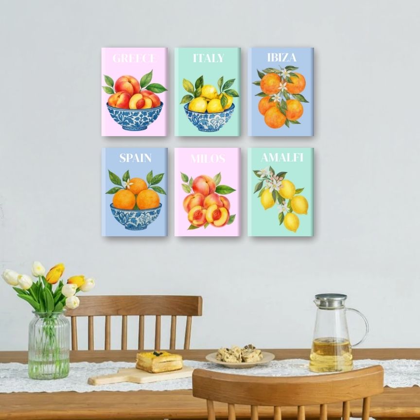 Malen nach Zahlen – 6 Mini-Gemälde | Mediterranes Frucht-Set