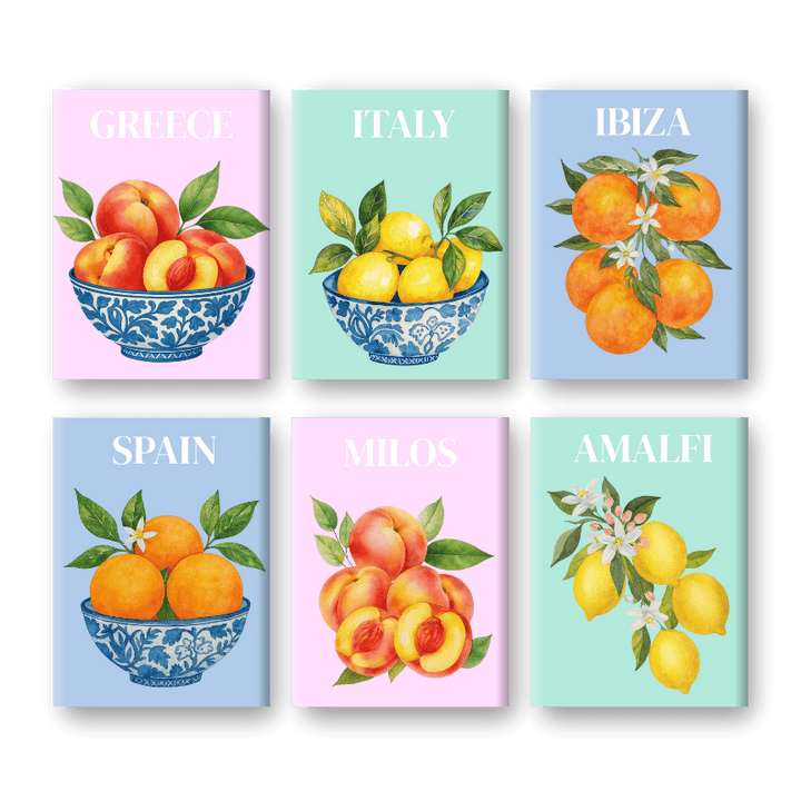 Malen nach Zahlen – 6 Mini-Gemälde | Mediterranes Frucht-Set