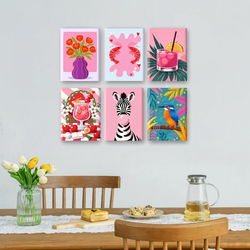 6 Mini-Gemälde | Pastell-Pop-Art-Set