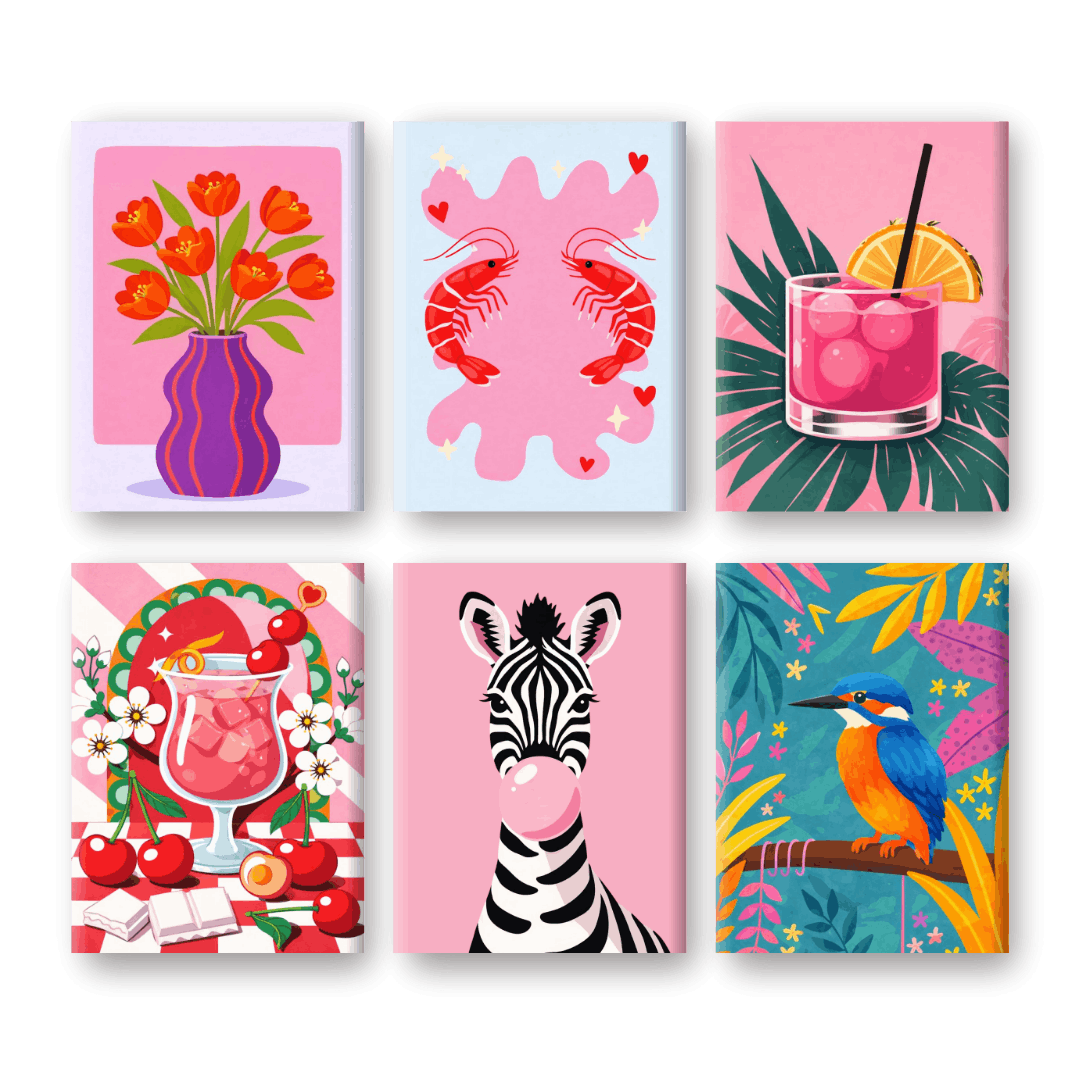 6 Mini-Gemälde | Pastell-Pop-Art-Set