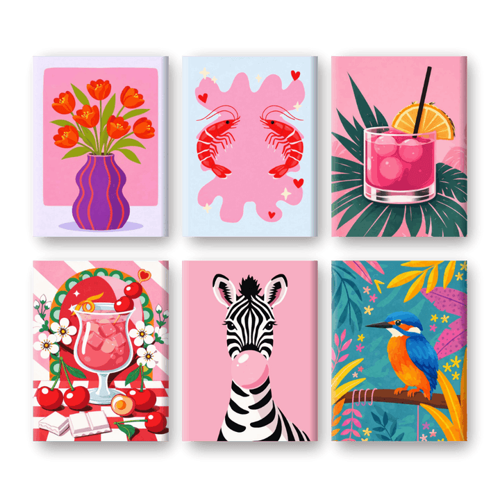 6 Mini-Gemälde | Pastell-Pop-Art-Set