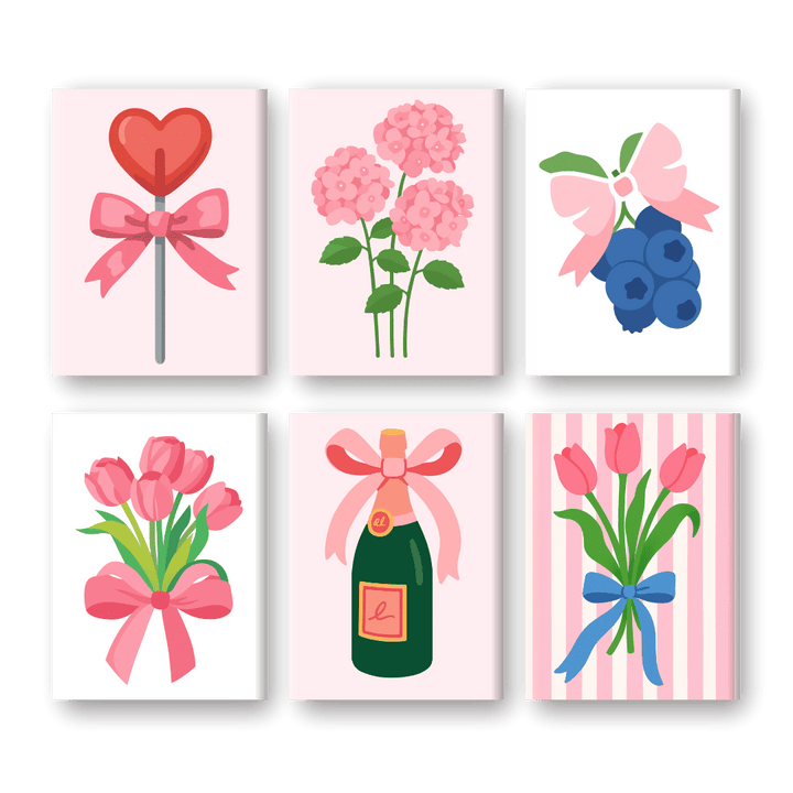 6 Mini-Gemälde | Pink Aesthetics Set