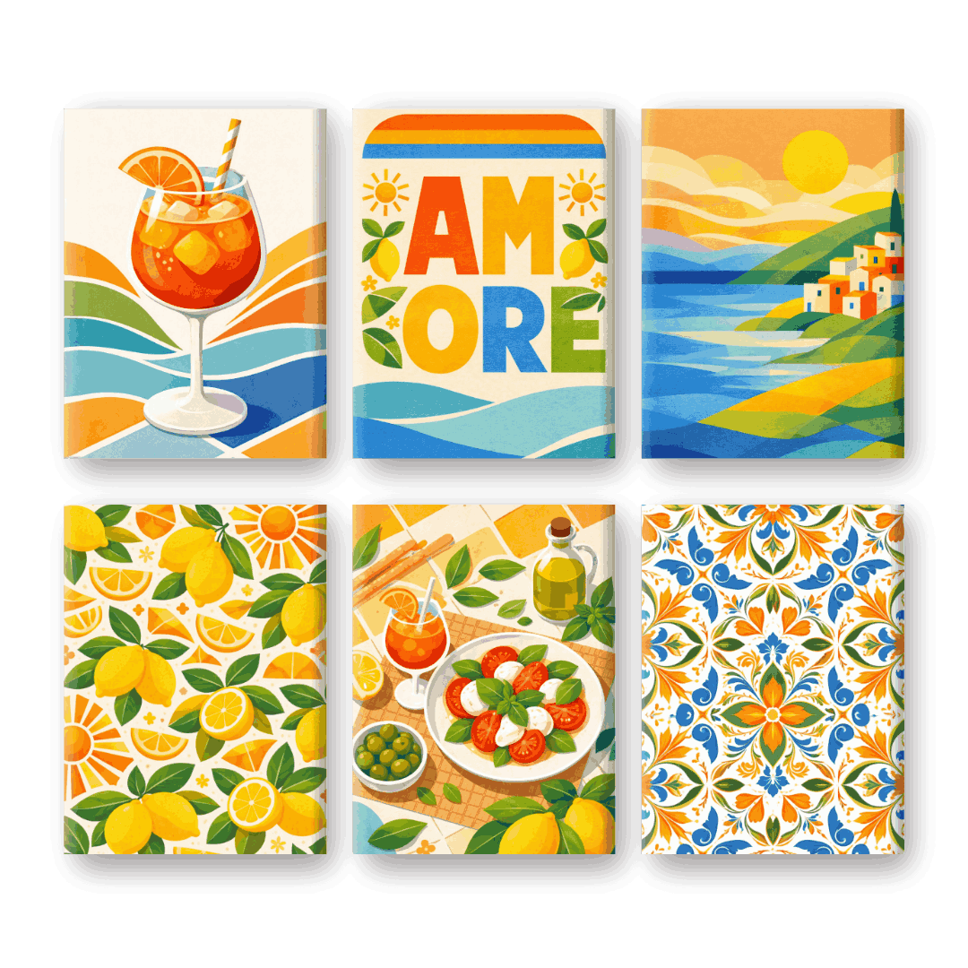 6 Mini-Gemälde | Sonniges Italien Set