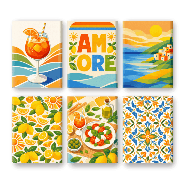 6 Mini-Gemälde | Sonniges Italien Set