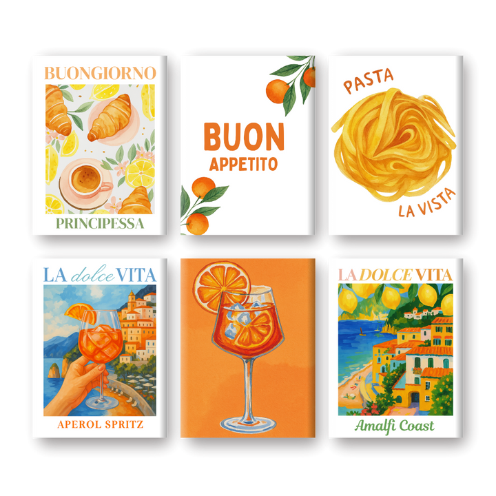 Malen nach Zahlen – 6 Mini-Gemälde |  Italienisches Buon-Appetito-Set
