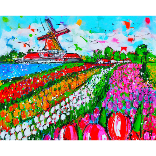 Fröhliche Malerei - Tulpenfeld