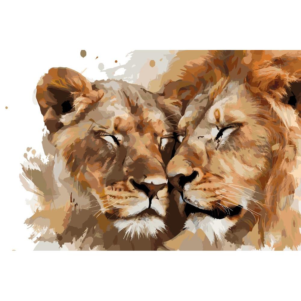 Malen nach Zahlen - Löwenpaar (Liebe) - Premium Painting