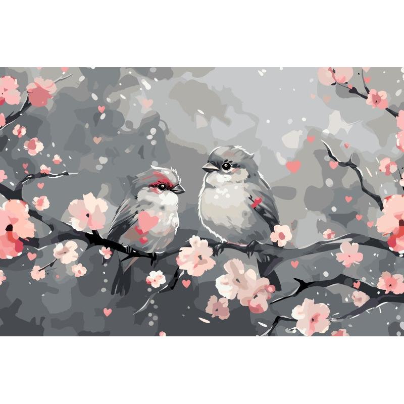 Malen nach Zahlen - Birds on the Branch - Premium Painting