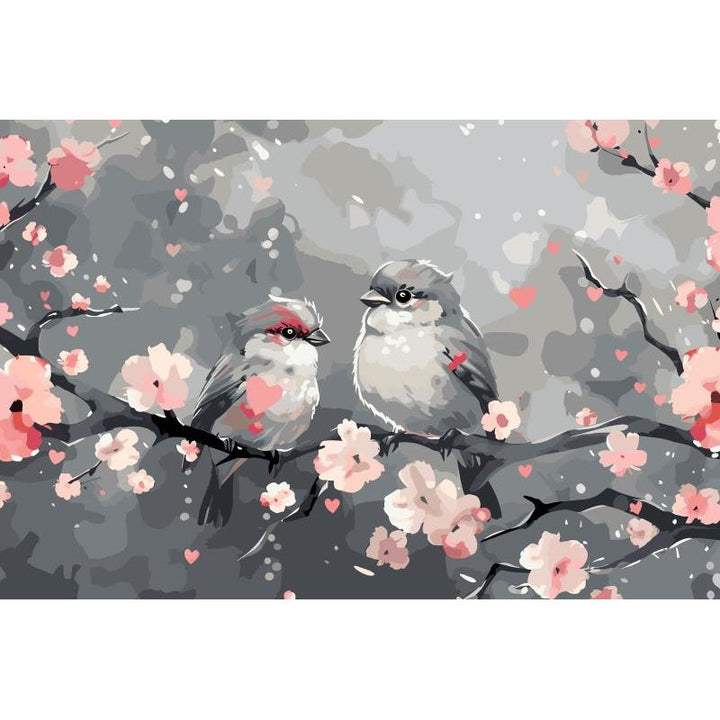 Malen nach Zahlen - Birds on the Branch - Premium Painting
